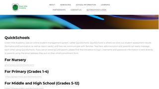 QuickSchools login - Green Hills Academy