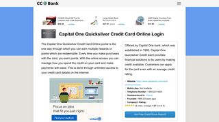 Capital One Quicksilver Credit Card Online Login - CC Bank