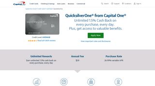 QuicksilverOne - Unlimited 1.5% Cash Back | Capital One