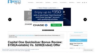 Capital One Quicksilver Bonus Review: $150(Available) Vs. $200 ...