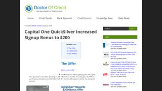 Capital One QuickSilver Increased Signup Bonus to $200 - Doctor Of ...