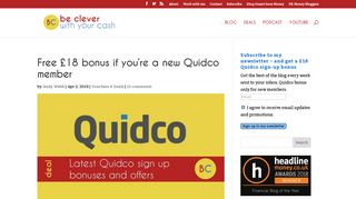 Free £16 bonus if you're a new Quidco members | Be Clever With Your ...