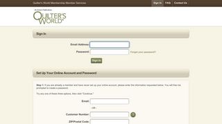 Sign In - Quilter's World Membership Customer Care Portal