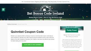 Quinnbet Coupon Code - Bet Bonus Code Ireland Betting Bonus Codes