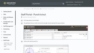 Quinyx User Manual and FAQs - Staff Portal - Punch in/out