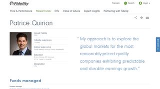 Patrice Quirion - Fidelity Investments