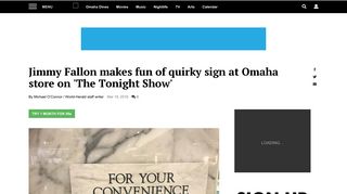Jimmy Fallon makes fun of quirky sign at Omaha store on 'The Tonight ...