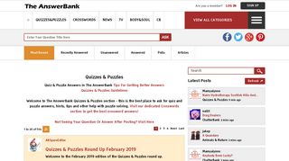 Quizzes & Puzzles Questions and Answers in The AnswerBank