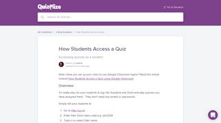 How Students Access a Quiz | Quizalize Help Center