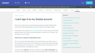 I can't sign in to my Quizlet account | Quizlet