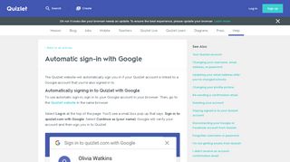 Automatic sign-in with Google | Quizlet