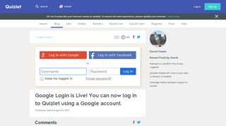 Google Login is Live! You can now log in to Quizlet using a Google ...