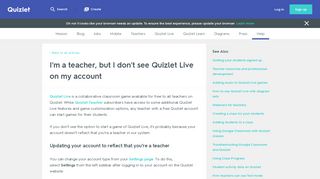I'm a teacher, but I don't see Quizlet Live on my account | Quizlet
