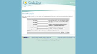 QuizStar New Student Registration