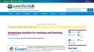 Integrating QuizStar for teaching and learning ... - LearnTechLib