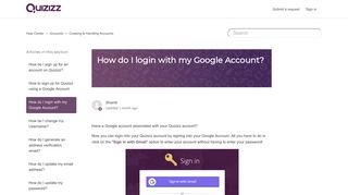 How do I login with my Google Account? – Help Center - Quizizz