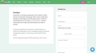 Contact Quizworks - Easy LMS