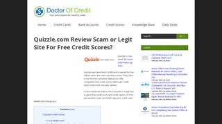 Quizzle.com Review - Scam or Legit Site For Free Credit Scores?