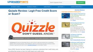 Quizzle Review: Legit Free Credit Score or Scam? - Upgraded Points