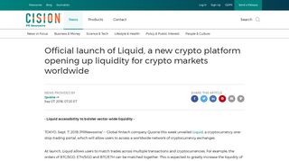 Official launch of Liquid, a new crypto platform opening up liquidity for ...