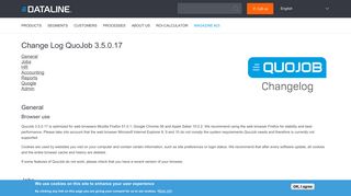 Change Log QuoJob 3.5.0.17 | Dataline Solutions