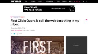 First Click: Quora is still the weirdest thing in my inbox - The Verge