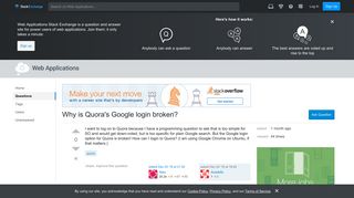 Why is Quora's Google login broken? - Web Applications Stack Exchange