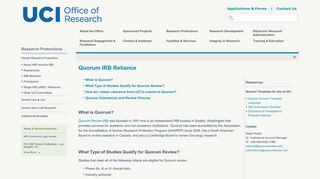 Quorum IRB Reliance - Office of Research - UCI