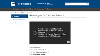 QUT | IT Helpdesk | Recover your QUT Access Password
