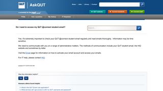 AskQUT | Do I need to access my QUT @connect student email?