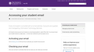 Accessing your student email - my.UQ - University of Queensland