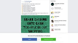 Earning Qute Cash is so easy! Sign up... - Too Qute Boutique | Facebook