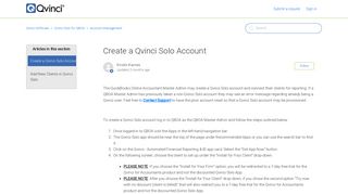 Create a Qvinci Solo Account – Qvinci Software