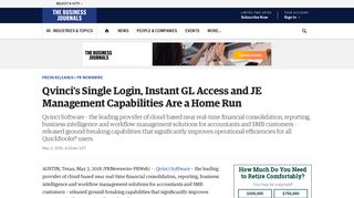 Qvinci's Single Login, Instant GL Access and JE Management ...