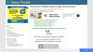 How to Login to the Actiontec PK5000 Qwest - SetupRouter