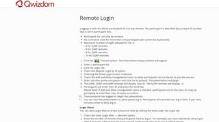 Remote Login - Qwizdom User GuidesQwizdom User Guides