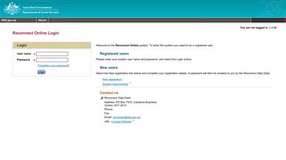 Reconnect Online Login Page - Department of Social Services