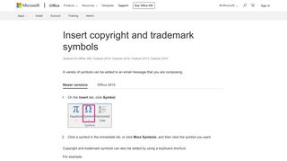 Insert copyright and trademark symbols - Outlook - Office Support
