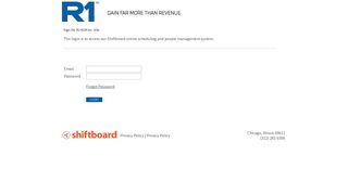 Welcome to R1 RCM Shiftboard Login Page