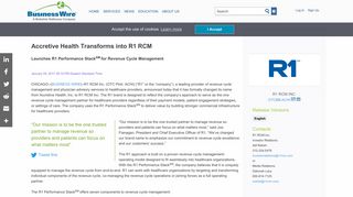Accretive Health Transforms into R1 RCM | Business Wire