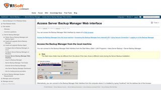 Access Server Backup Manager Web interface - Wiki, R1Soft