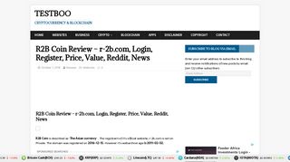 R2B Coin Review - r-2b.com, Login, Register, Price, Value, Reddit ...