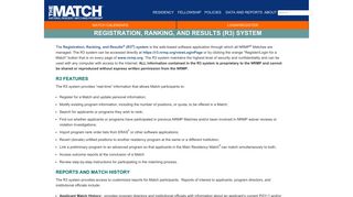 Registration, Ranking and Results (R3) System - The Match, National ...