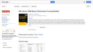 SQL Server 2008 Query Performance Tuning Distilled