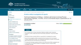 Investigation: AE-2018-023 - Technical Assistance to RAAus - ATSB