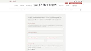 The Rabbit Room Create an Account |