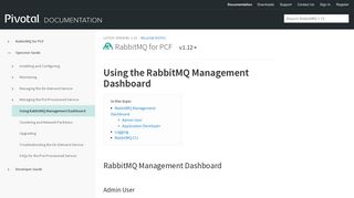 Using the RabbitMQ Management Dashboard | Pivotal Docs
