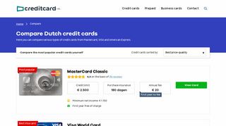Compare Credit Cards in The Netherlands | Creditcard.nl