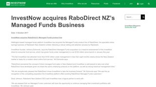 InvestNow acquires RaboDirect NZ's Managed Funds Business ...
