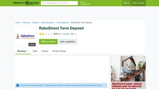 RaboDirect Term Deposit Reviews - ProductReview.com.au
